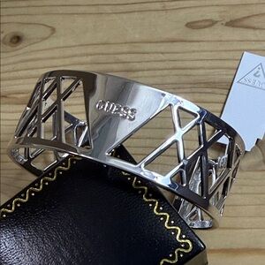 Guess Men's Silver Geometric Cuff